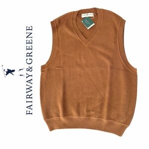 Fairway & Greene Men's Brown V-Neck Sweater Vest Chestnut Sz L Golf Tennis